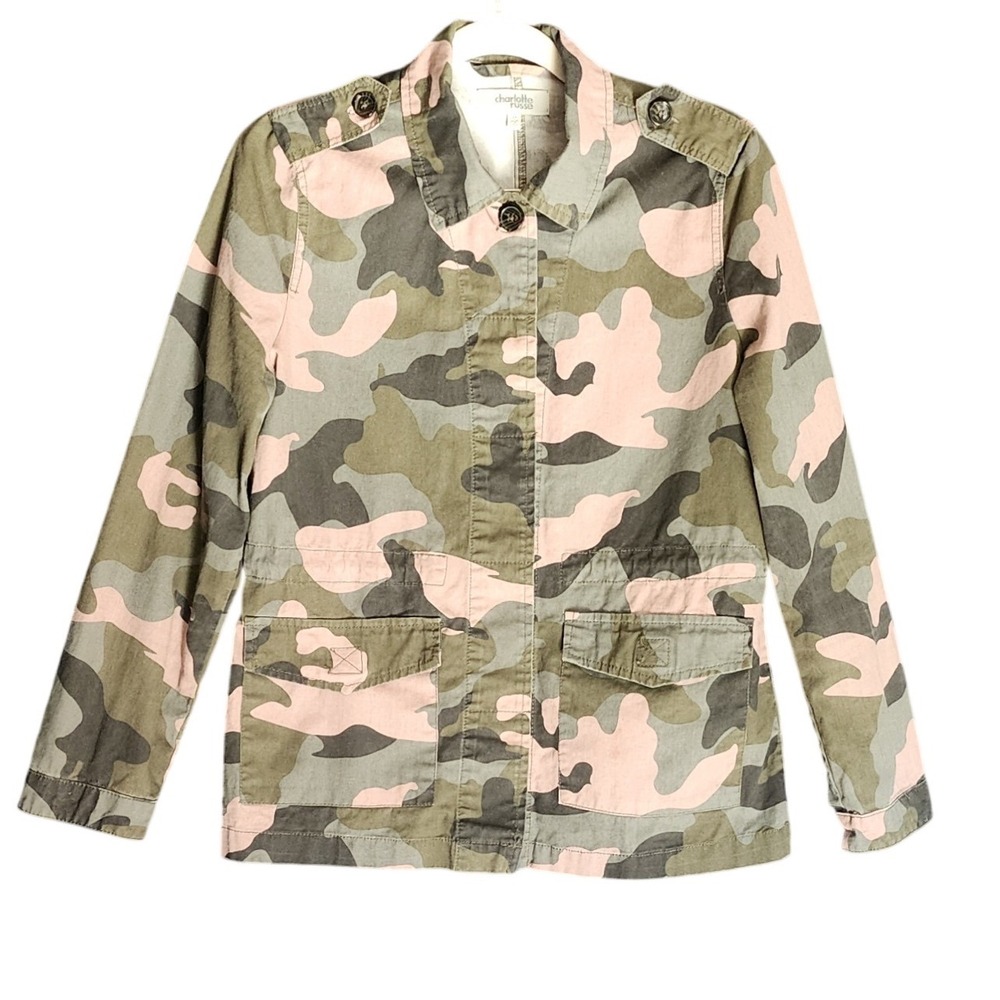 Charlotte Russe Womens Pink Camo Utility‎ Military Sport Jacket 100% Cotton M